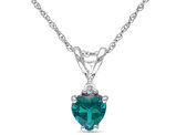 2/5 Carat (ctw) Lab-Created Emerald Heart Pendant Necklace in 10K White Gold with Chain